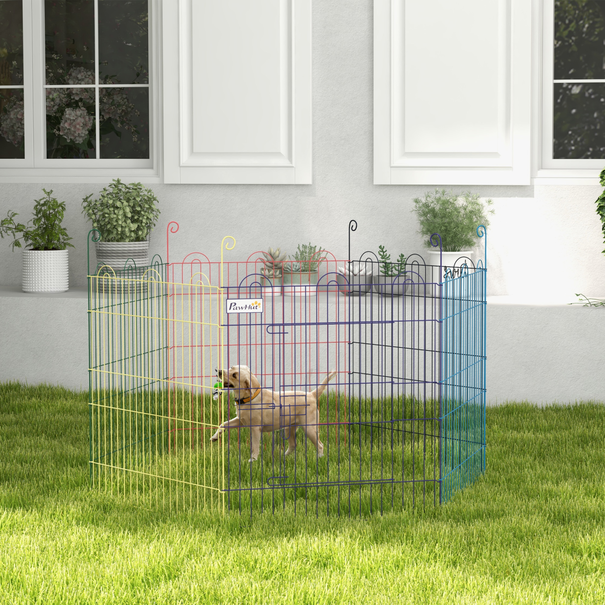 PawHut 6-Panel Dog Puppy Playpen Crate Kennel with Door