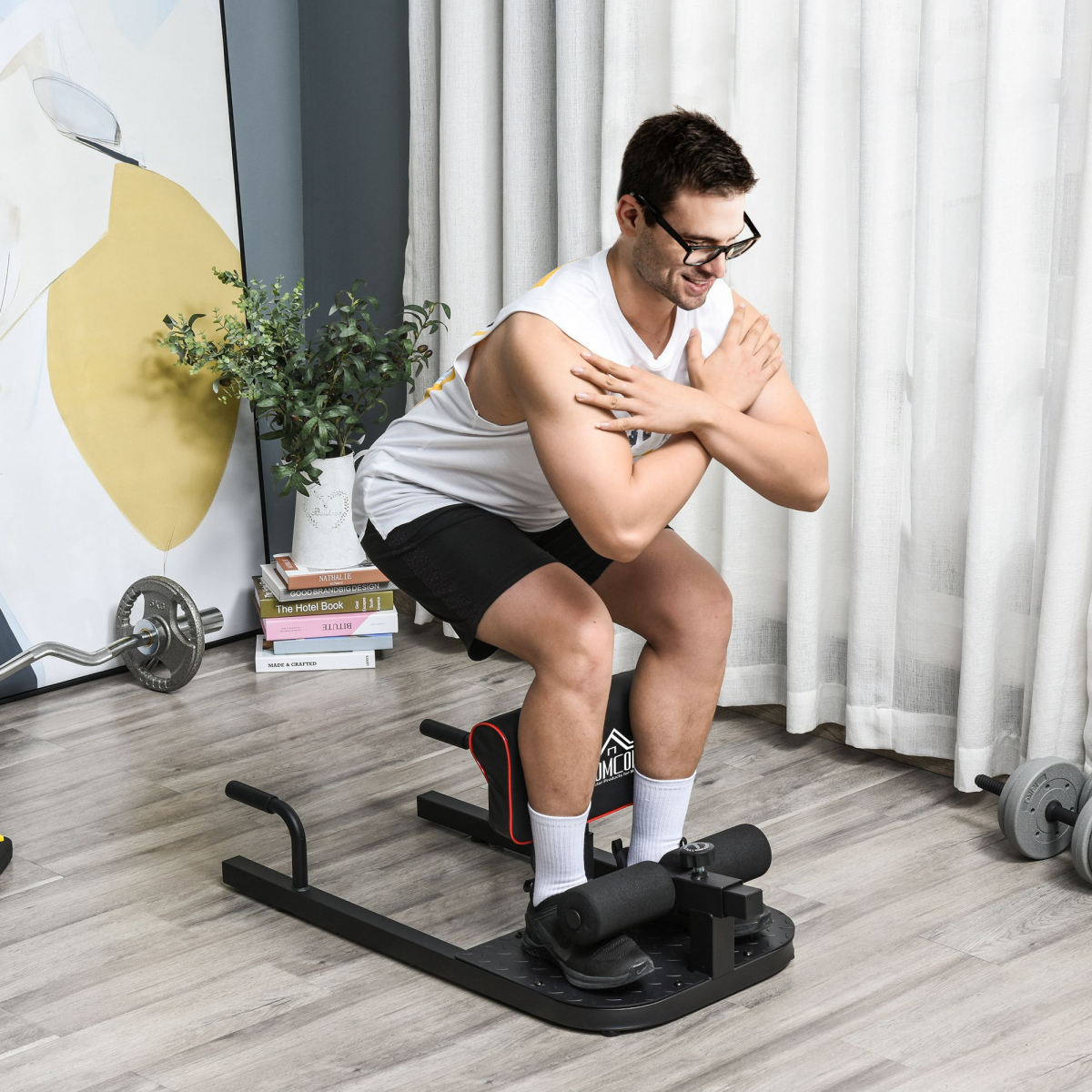 3-in-1 Squat Machine for Sissy Squats, Sit-Ups and Push-Ups, Adjustable Steel Frame, 120kg Capacity