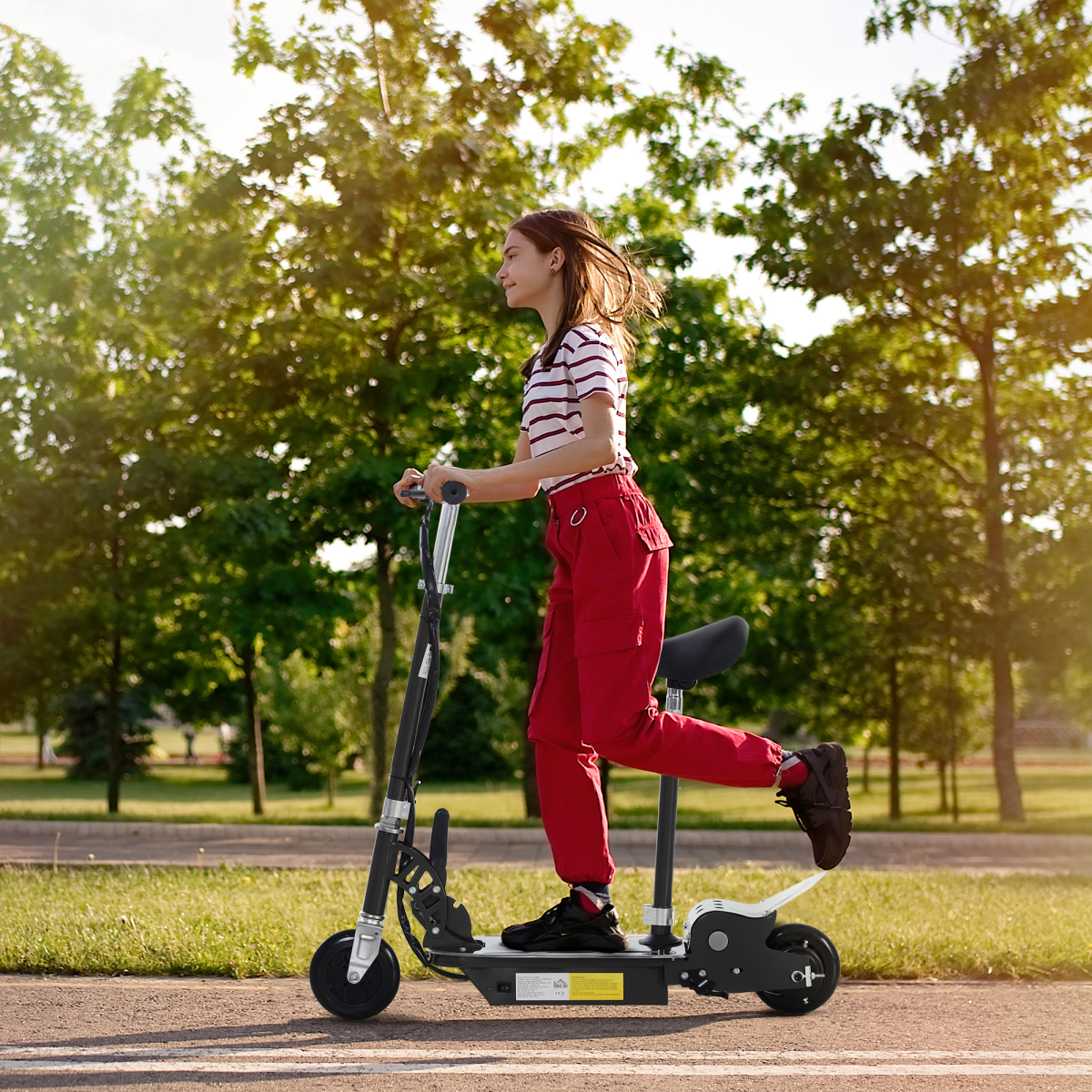 HOMCOM Teen Foldable Electric Scooters Electric Battery 120W w/ Brake Kickstand