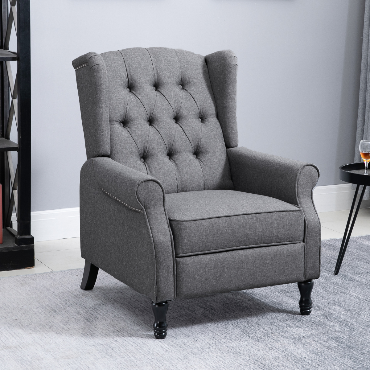 HOMCOM Light Grey Fabric Recliner Armchair with Footrest