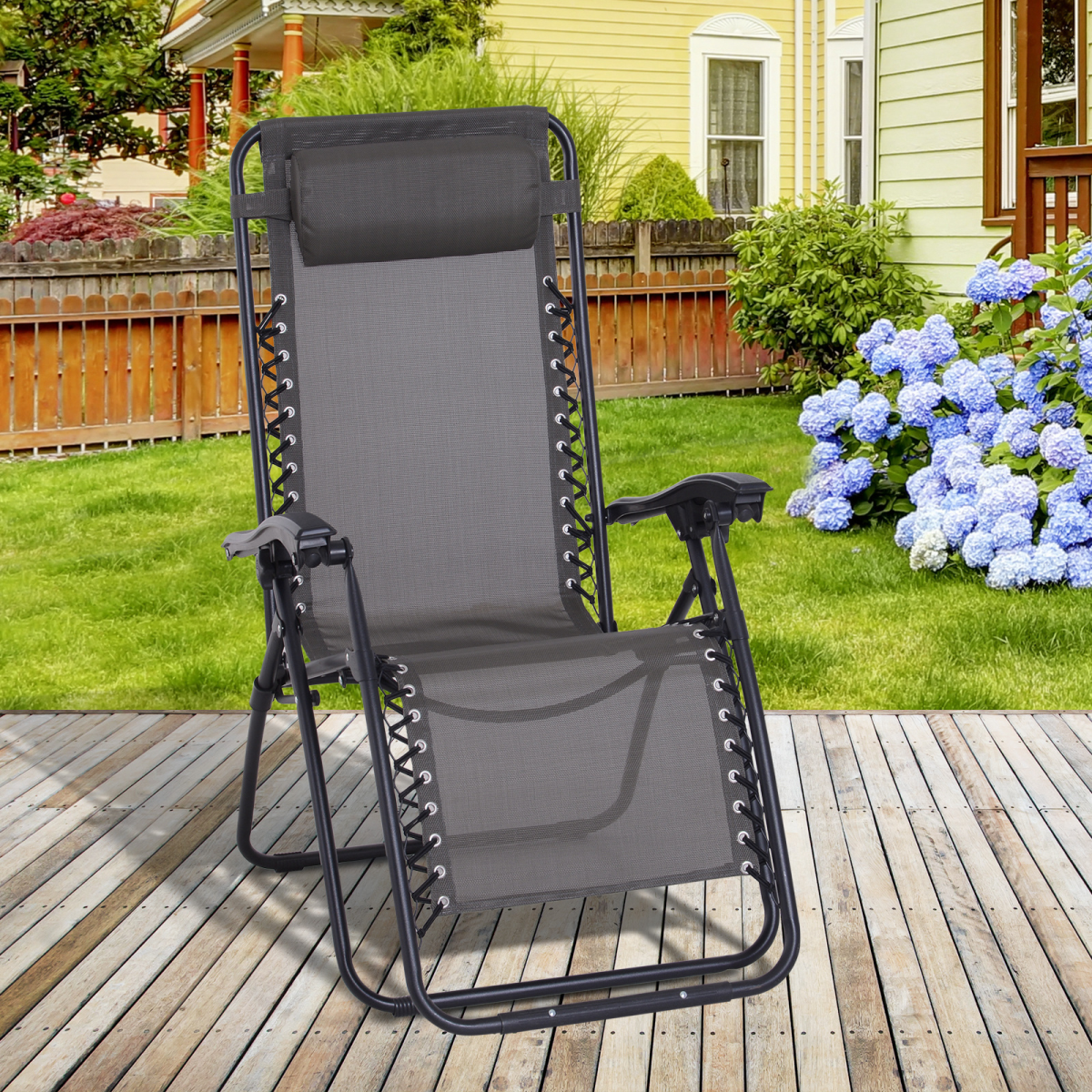 Zero Gravity Garden Recliner Chair with Head Pillow, Metal Frame
