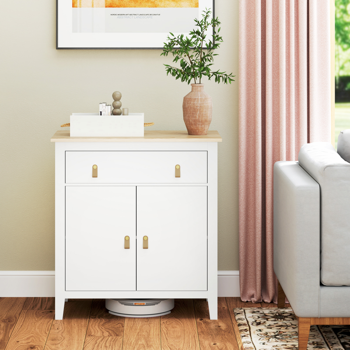 HOMCOM White Sideboard with Drawer and Adjustable Shelf Cabinet