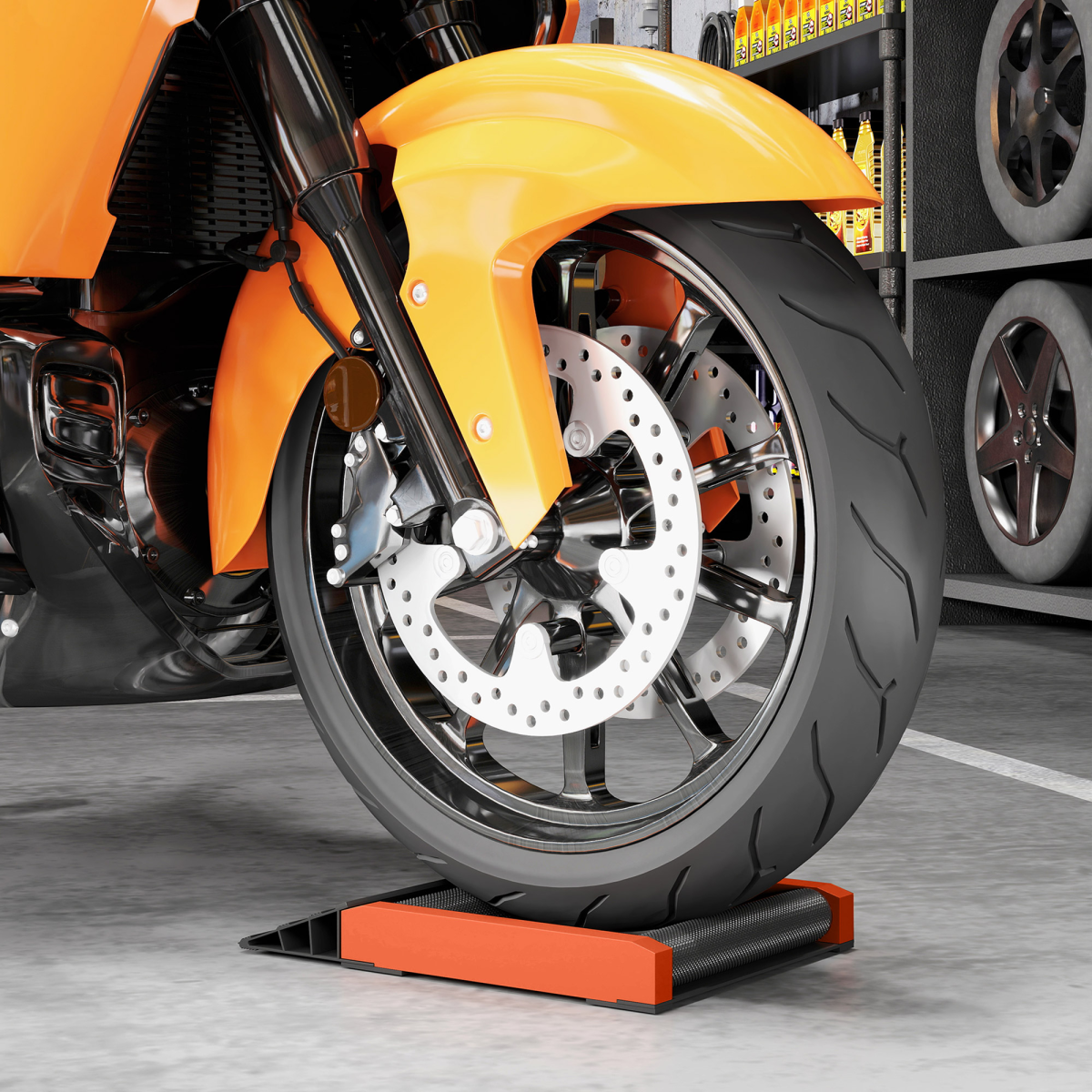 HOMCOM Motorcycle Wheel Roller Stand for Tyre Cleaning & Chain Lubrication