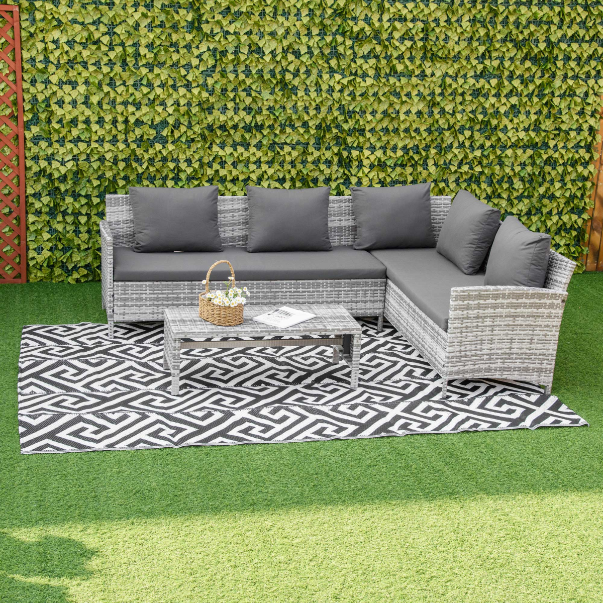 Outsunny Reversible Outdoor Rug 182x274cm Portable Camping Mat