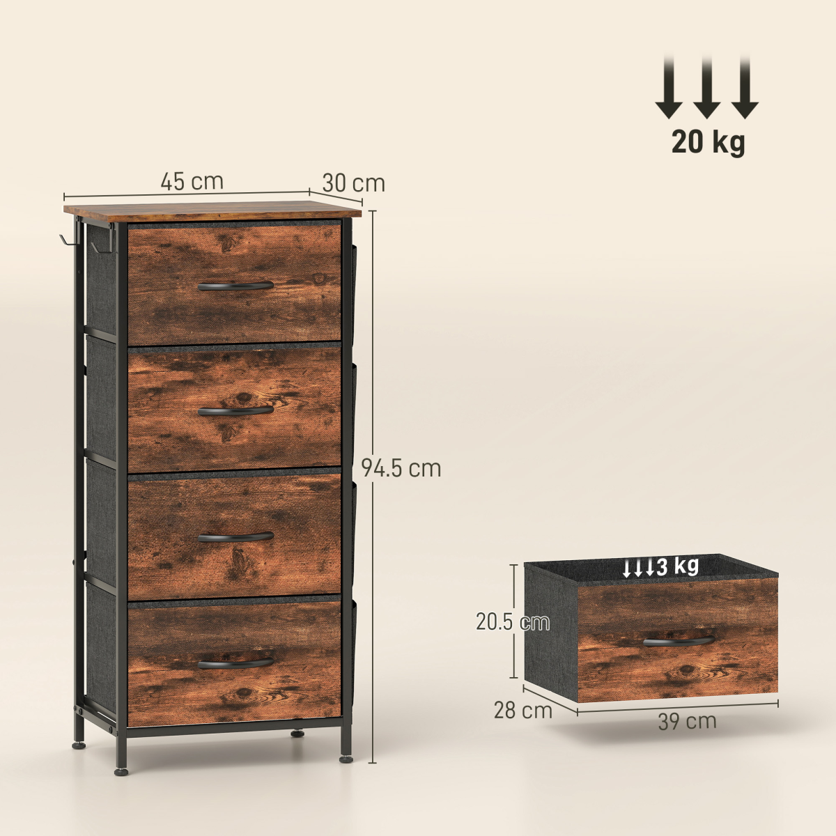 Wood Storage Chest of Drawers