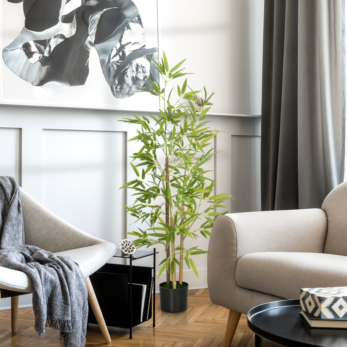 HOMCOM Artificial Bamboo Tree 120 cm with Pot for Indoor Decor