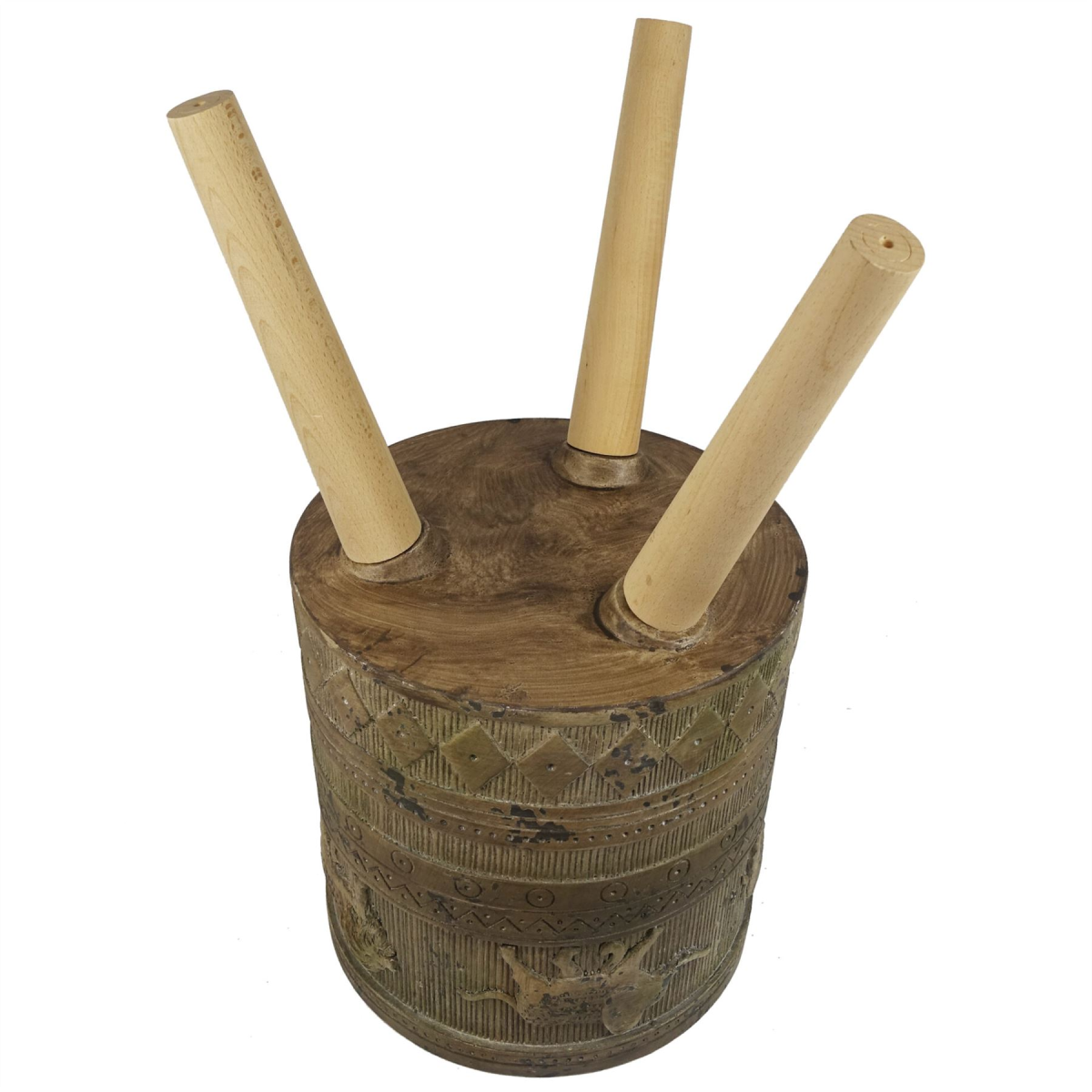 Leaf Large Jungle Planter with Legs, Embossed Lion Elephant, 55cm x 29cm, Fibreglass Composite