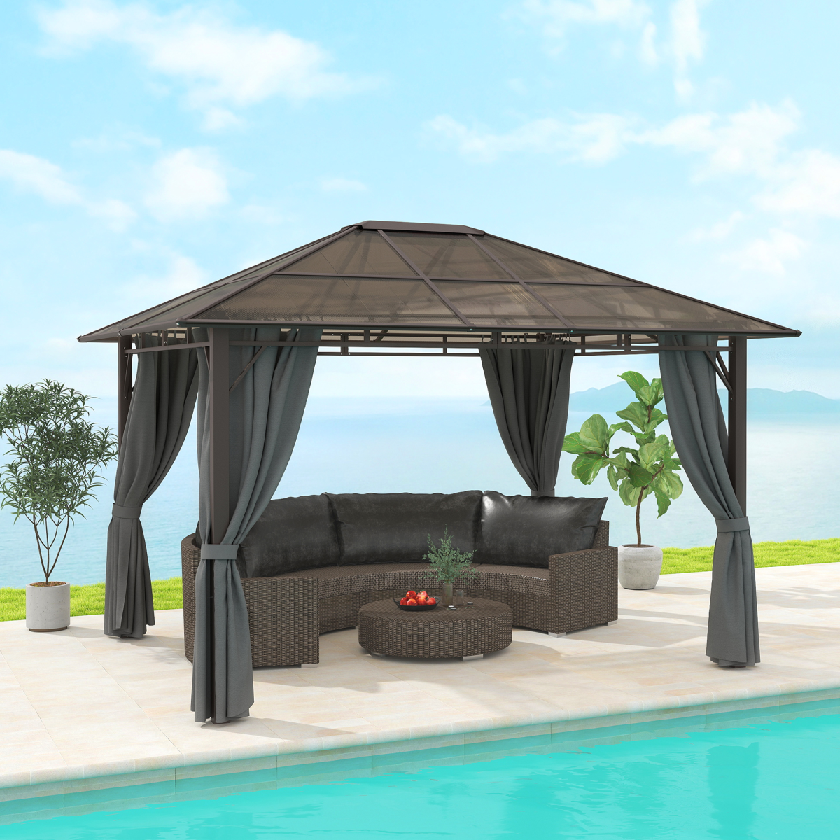 Outsunny 3.6 x 3 m Hardtop Gazebo with Polycarbonate Roof