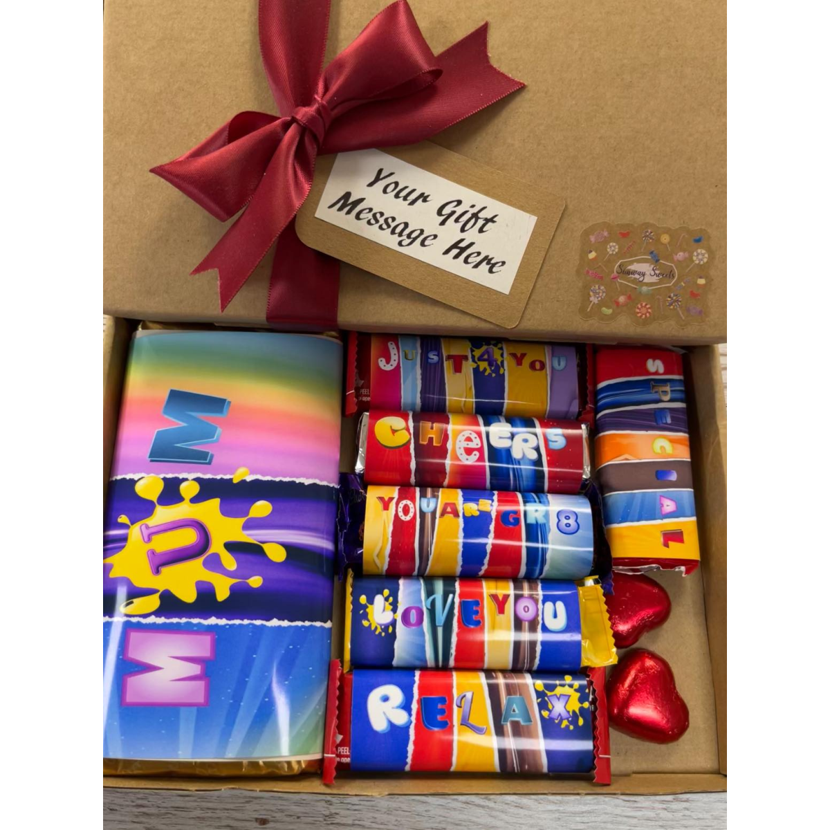 Mother’s Day Gift Box with Novelty Sweary Chocolate Bar Wrappers & Sweets
