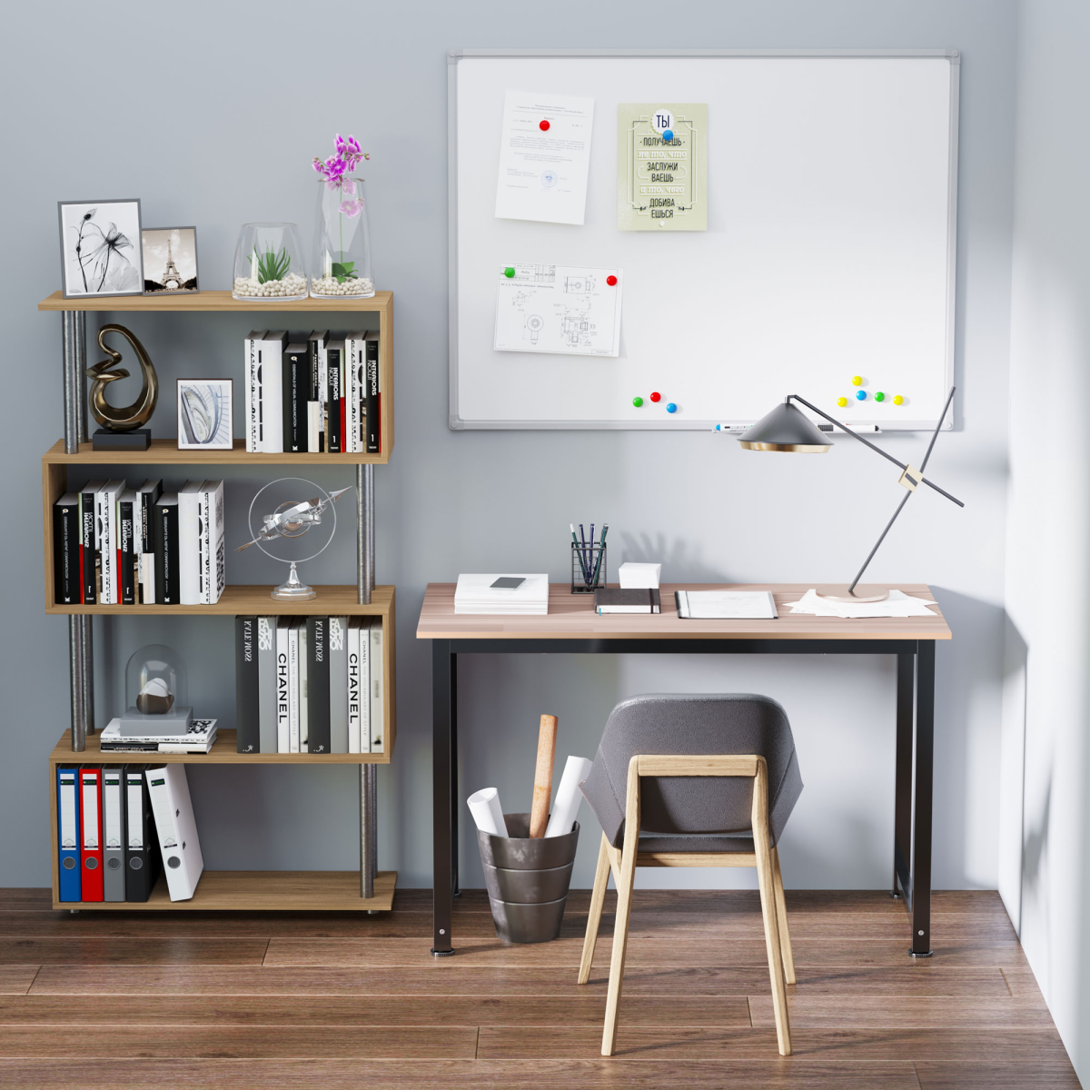 HOMCOM Computer Desk with Black Metal Frame, MDF Top, 120W x 60D x 76Hcm, Oak Grain Tone