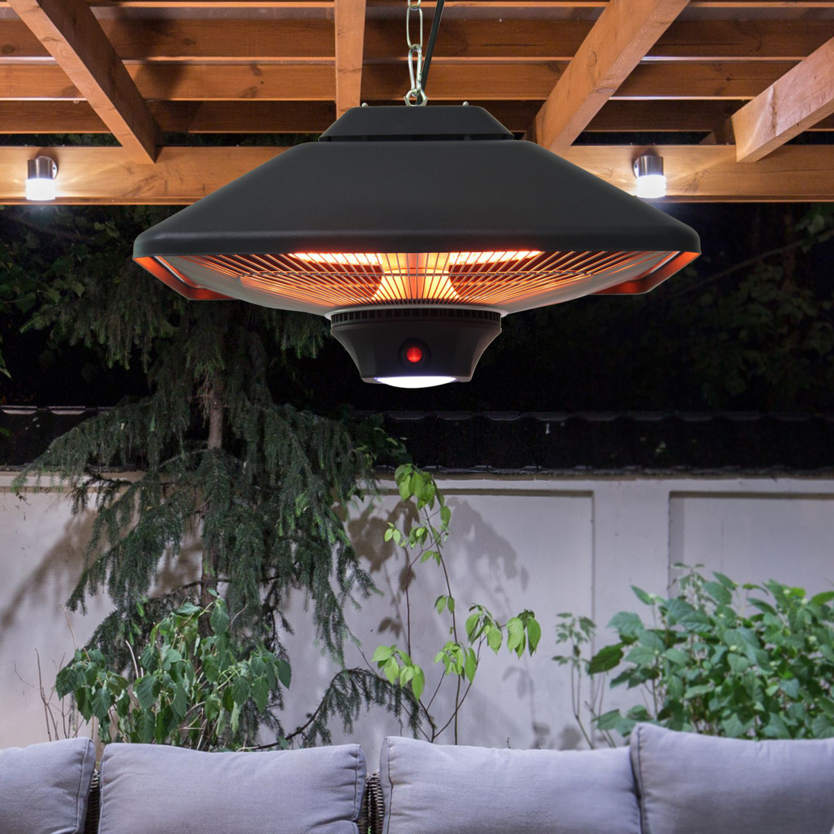Outsunny 2000W Electric Outdoor Hanging Heater with LED Light