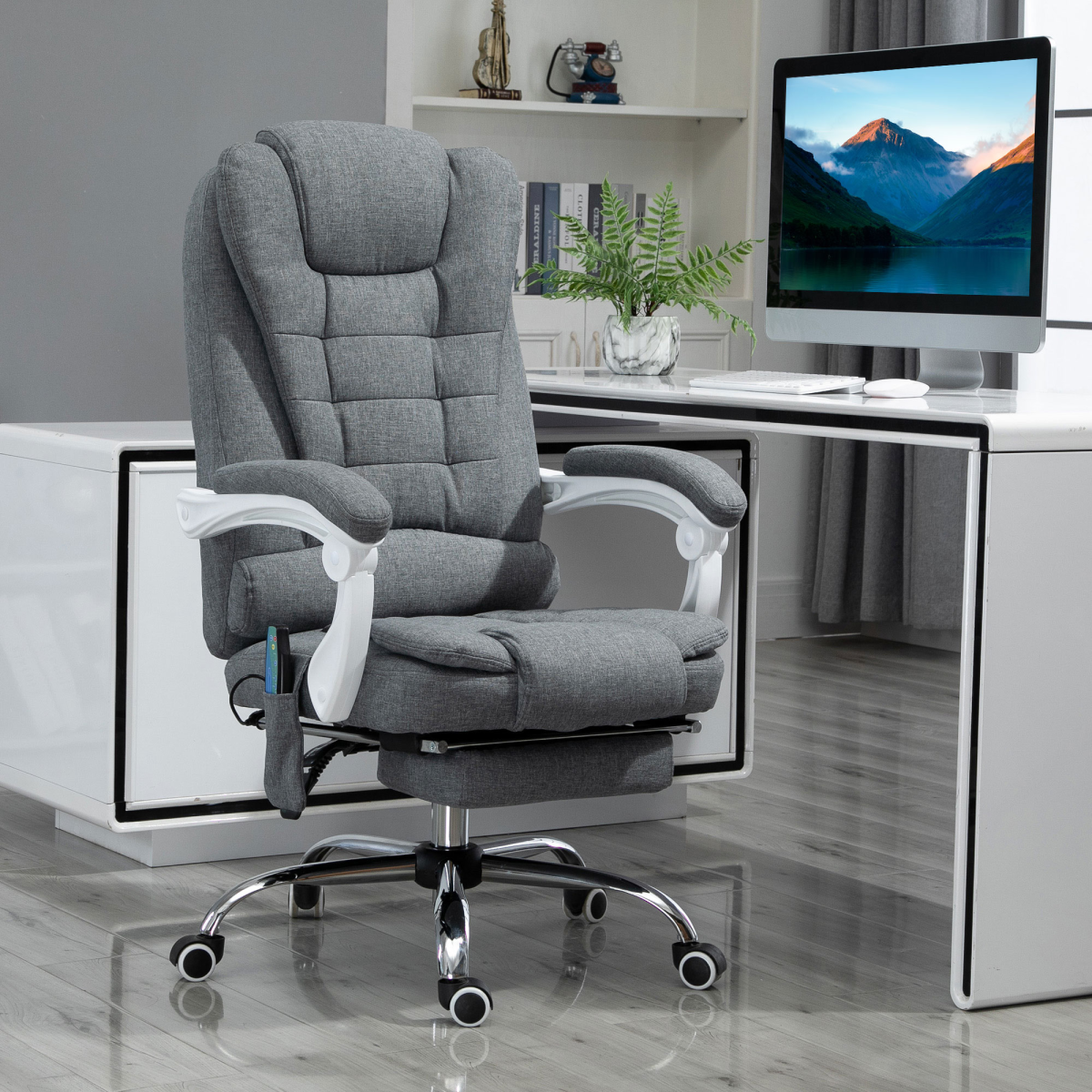 Vinsetto Heated Massage High Back Reclining Office Chair, Grey