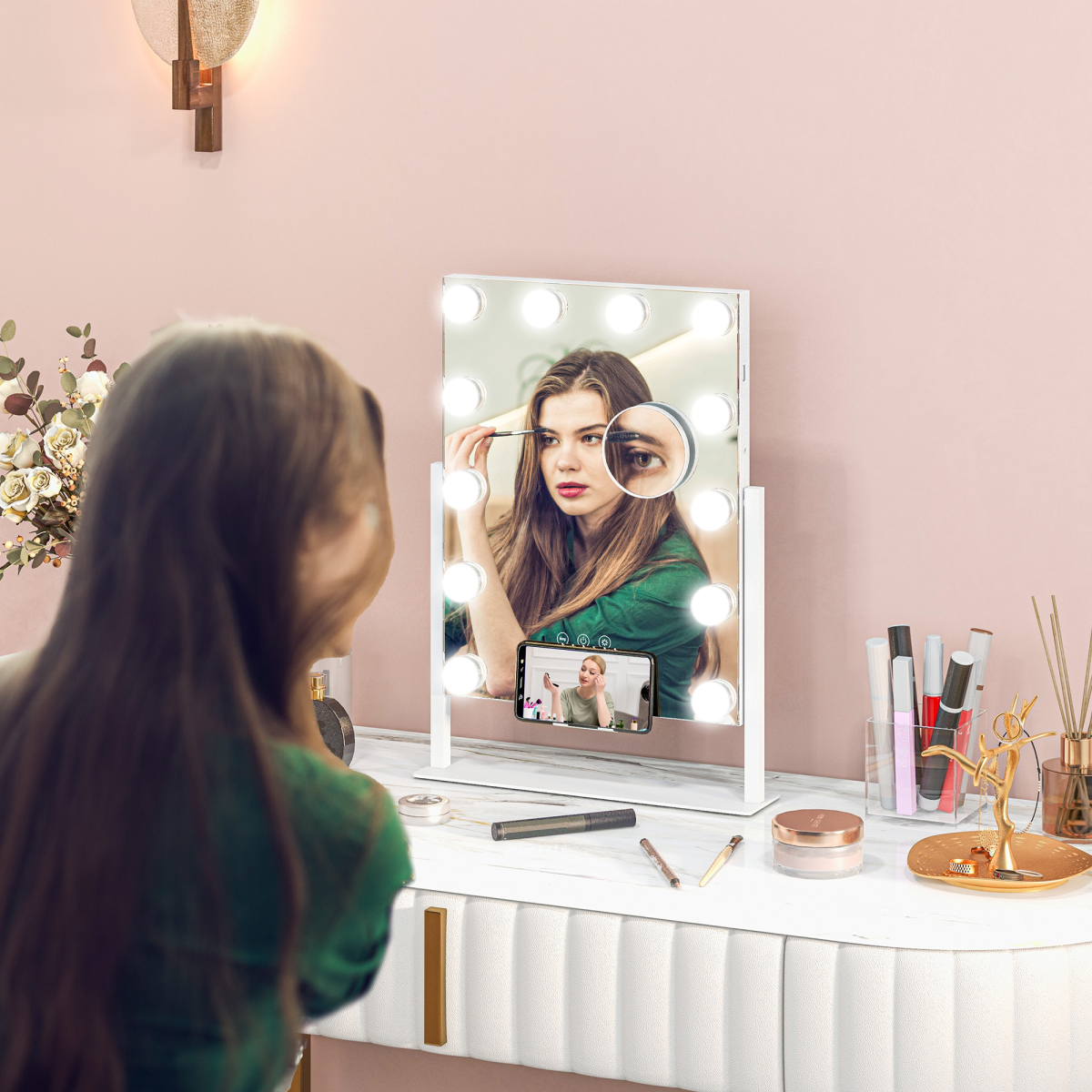 HOMCOM Hollywood Makeup Mirror with 10x Magnifier, USB Port