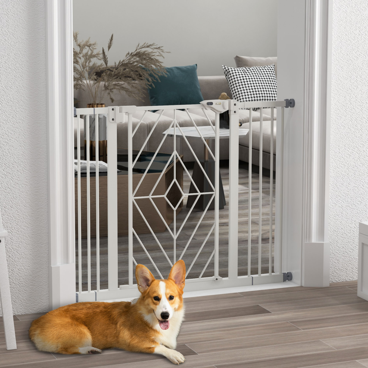 PawHut Pressure Fit Auto-Close Double Lock Safety Gate 74-100cm