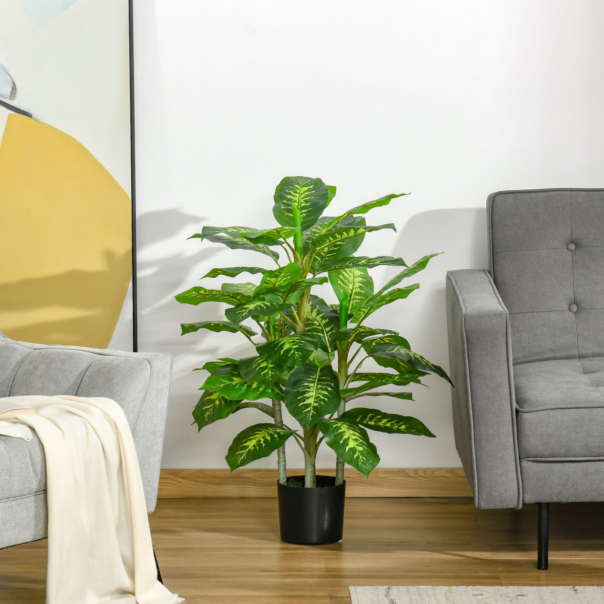 HOMCOM Artificial Evergreen Tree in Nursery Pot, 95cm, 42 Plastic Leaves