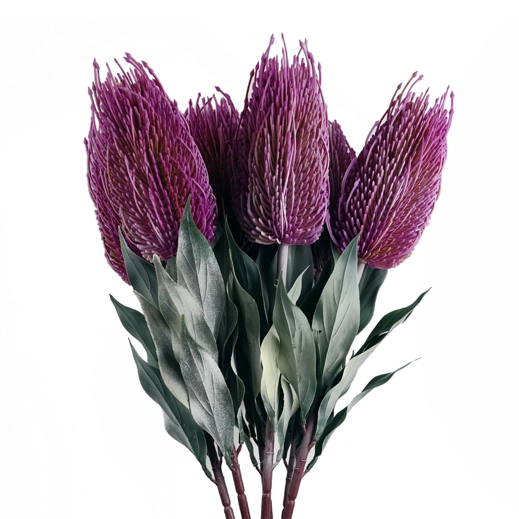 75cm Artificial Banksia Menziesii Pink Single Stem with Plastic Leaves