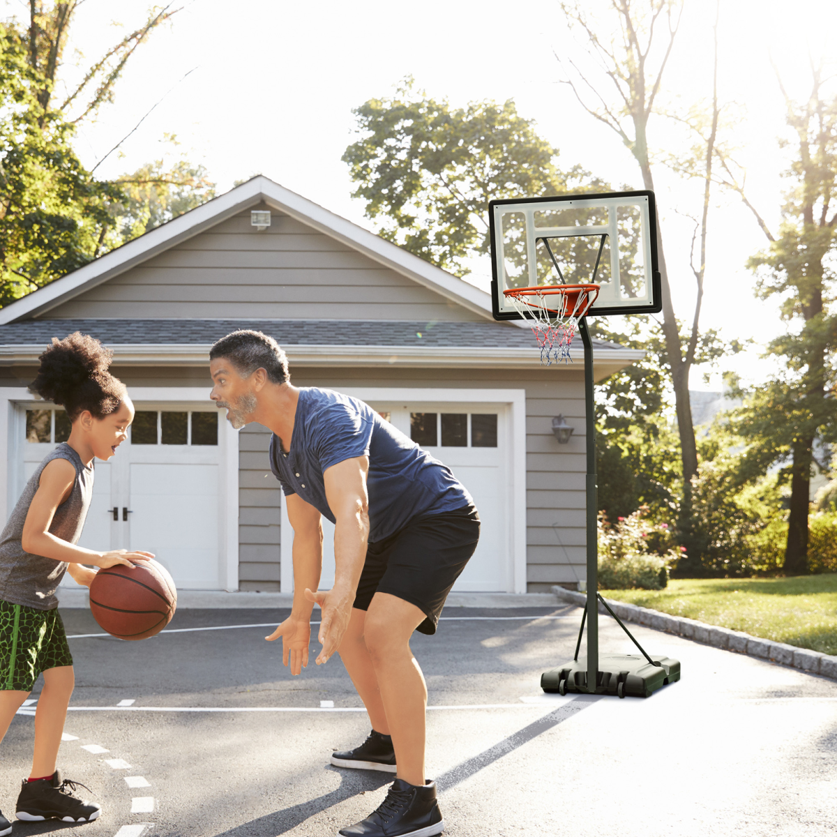 Basketball Hoop Freestanding 255-305cm Height Adjustable Stand Wheels HOMCOM