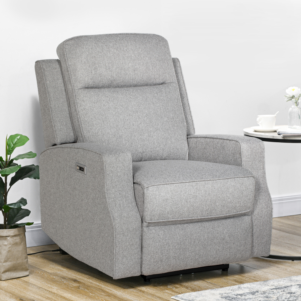 HOMCOM Grey Electric Recliner Armchair with USB Port