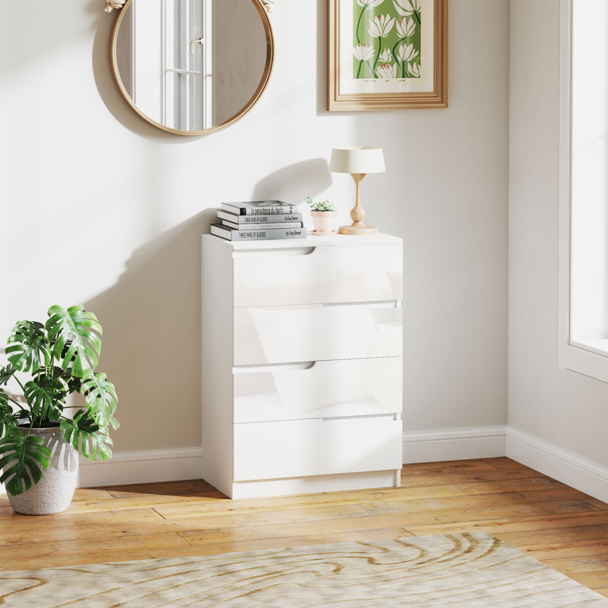 HOMCOM 4-Drawer Chest of Drawers, White, 60 x 40 x 85cm
