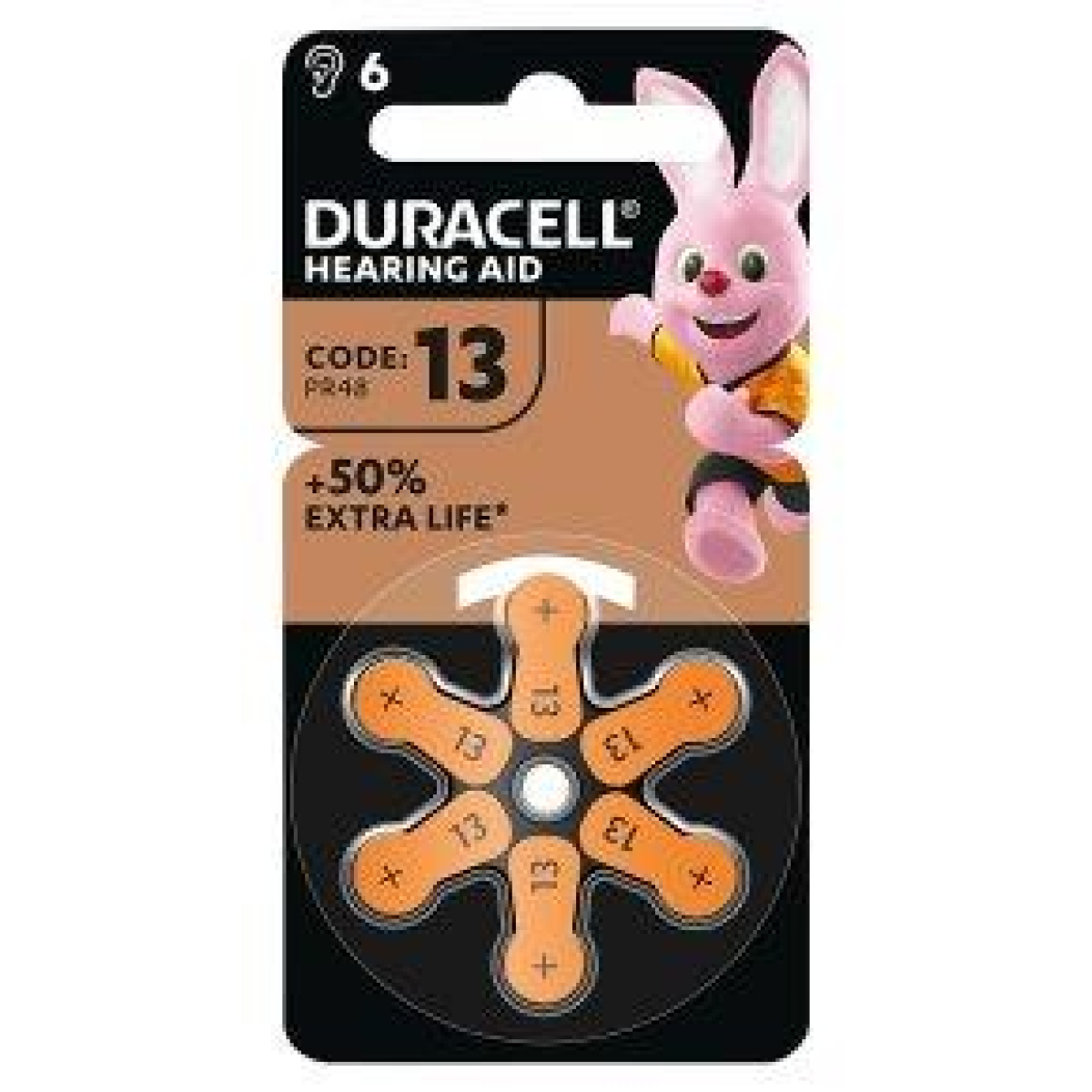 Duracell Size 13 Hearing Aid Batteries, +50% Extra Life