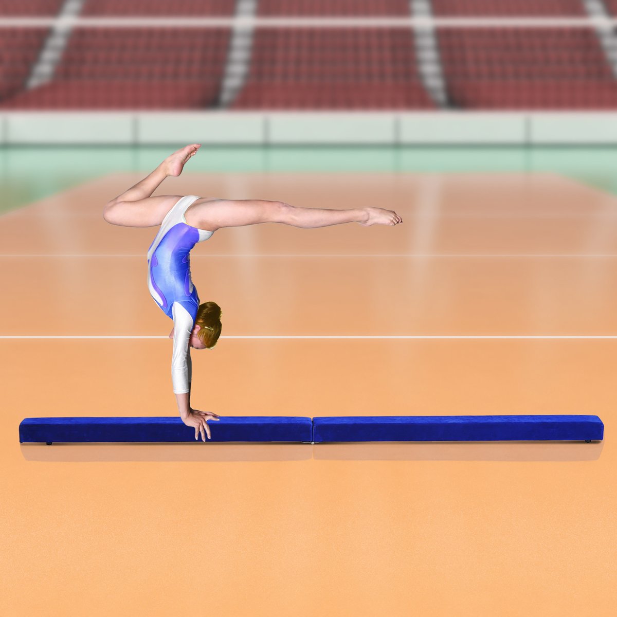 HOMCOM 2.1m Foldable Gymnastics Balance Beam Trainer, Blue