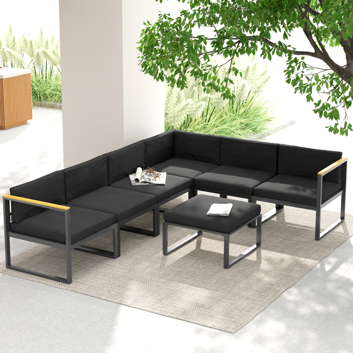 Outsunny 14-Piece Black Replacement Cushion Set for Garden Furniture