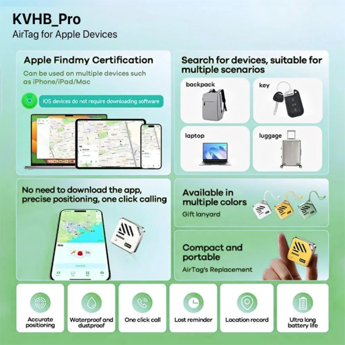 Ven Dens Mini Tracking Device GPS Smart Tracker Works with Apple Find My