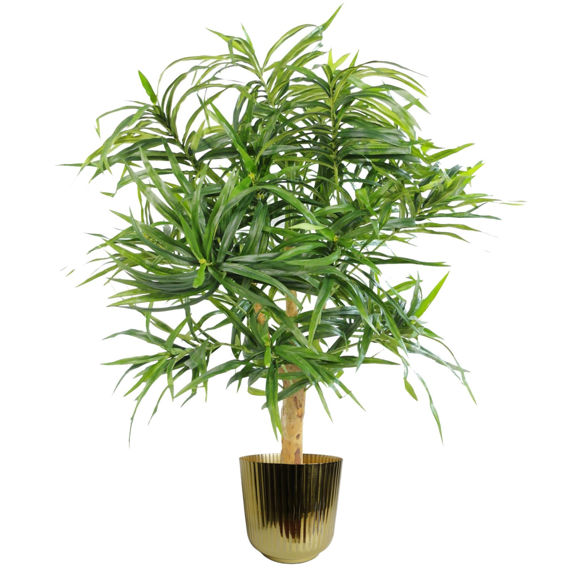 Leaf 20.5cm Gold Fluted Metal Planter