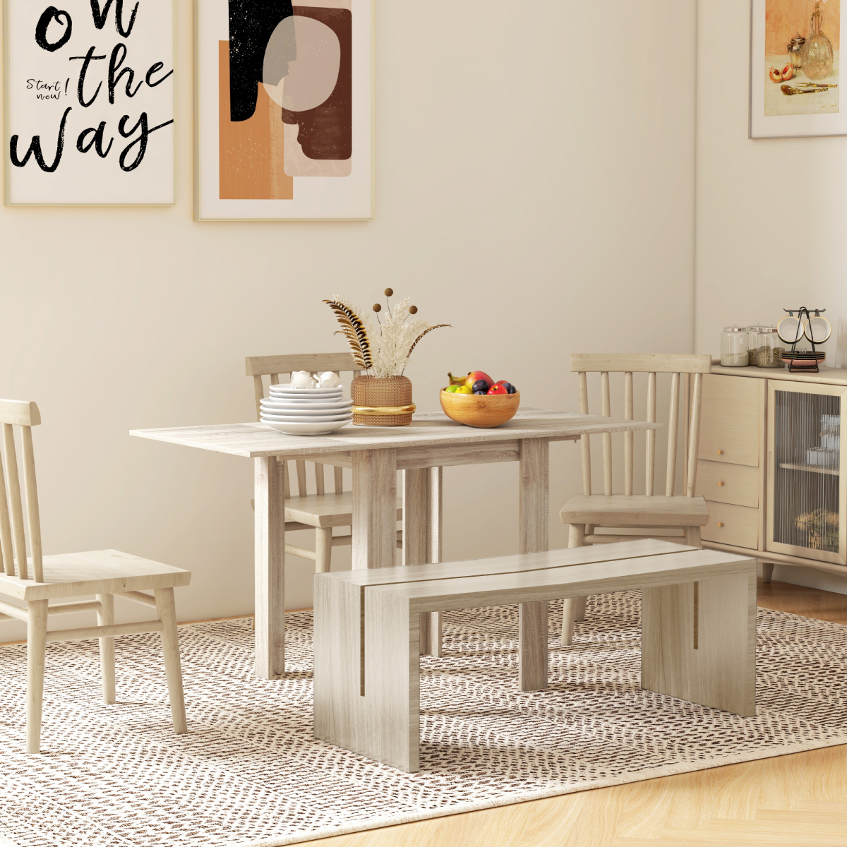 HOMCOM Oak Folding Drop Leaf Dining Table, Extendable for 2-4 People