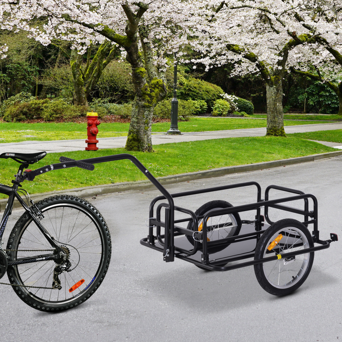 Folding Bicycle Cargo Trailer with Hitch, 40kg Capacity