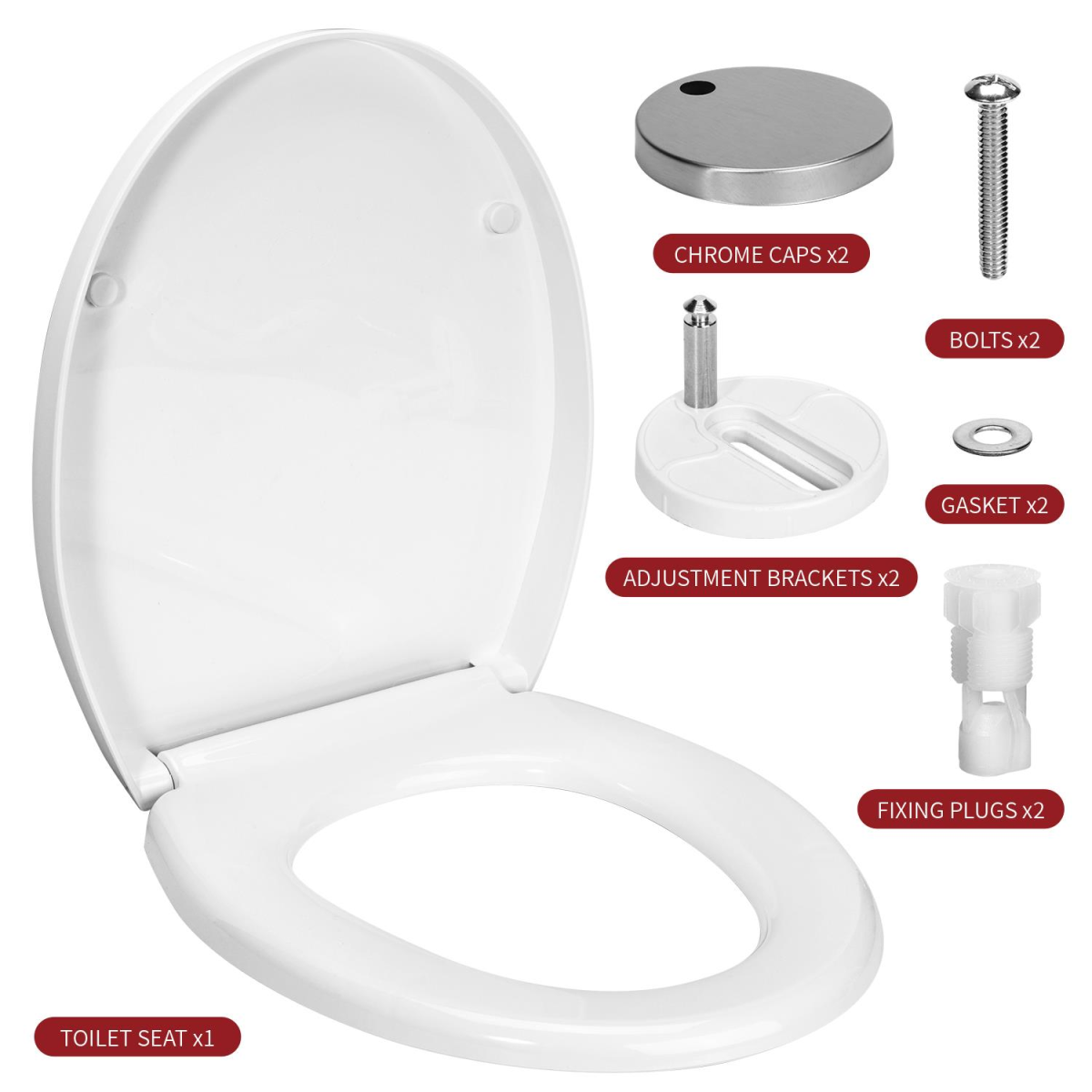 Vinsani Soft Close Quick Release O-Shaped Toilet Seat, White