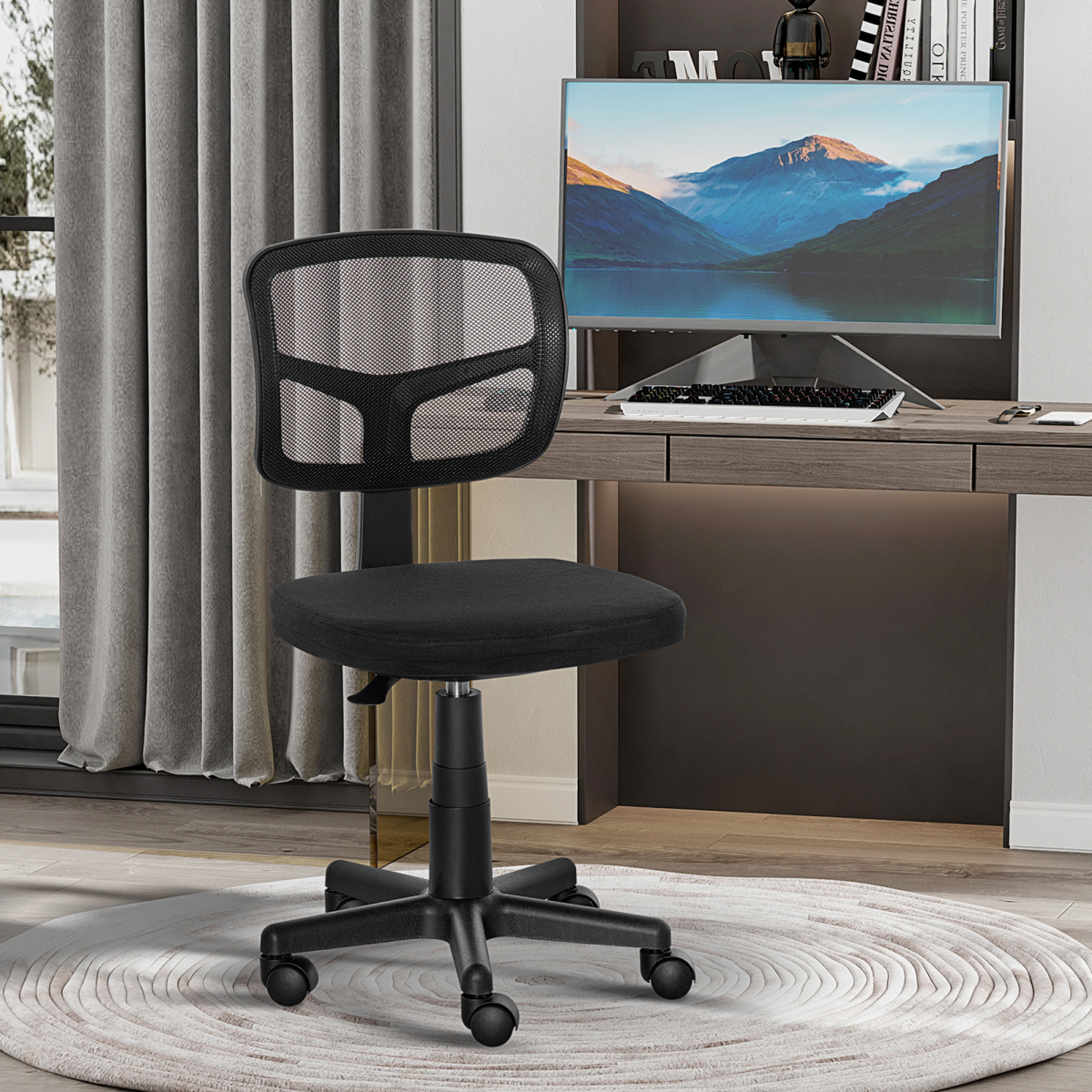 Vinsetto Ergonomic Armless Mesh Office Chair, Swivel Desk Chair