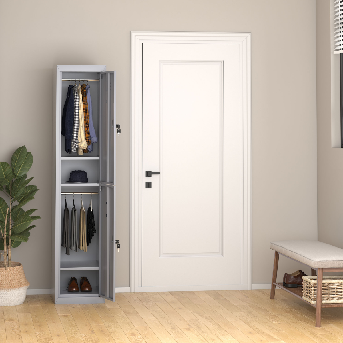 1.8m Lockable Office Storage Cabinet, Cold Rolled Steel Locker with Shelves, 180cm Storage Cabinet