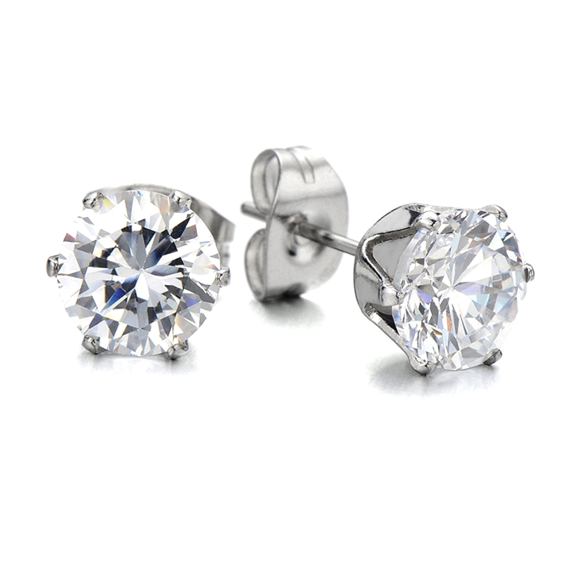18th Birthday Cubic Zirconia Stud Earrings & Gold Balloons Gift Card