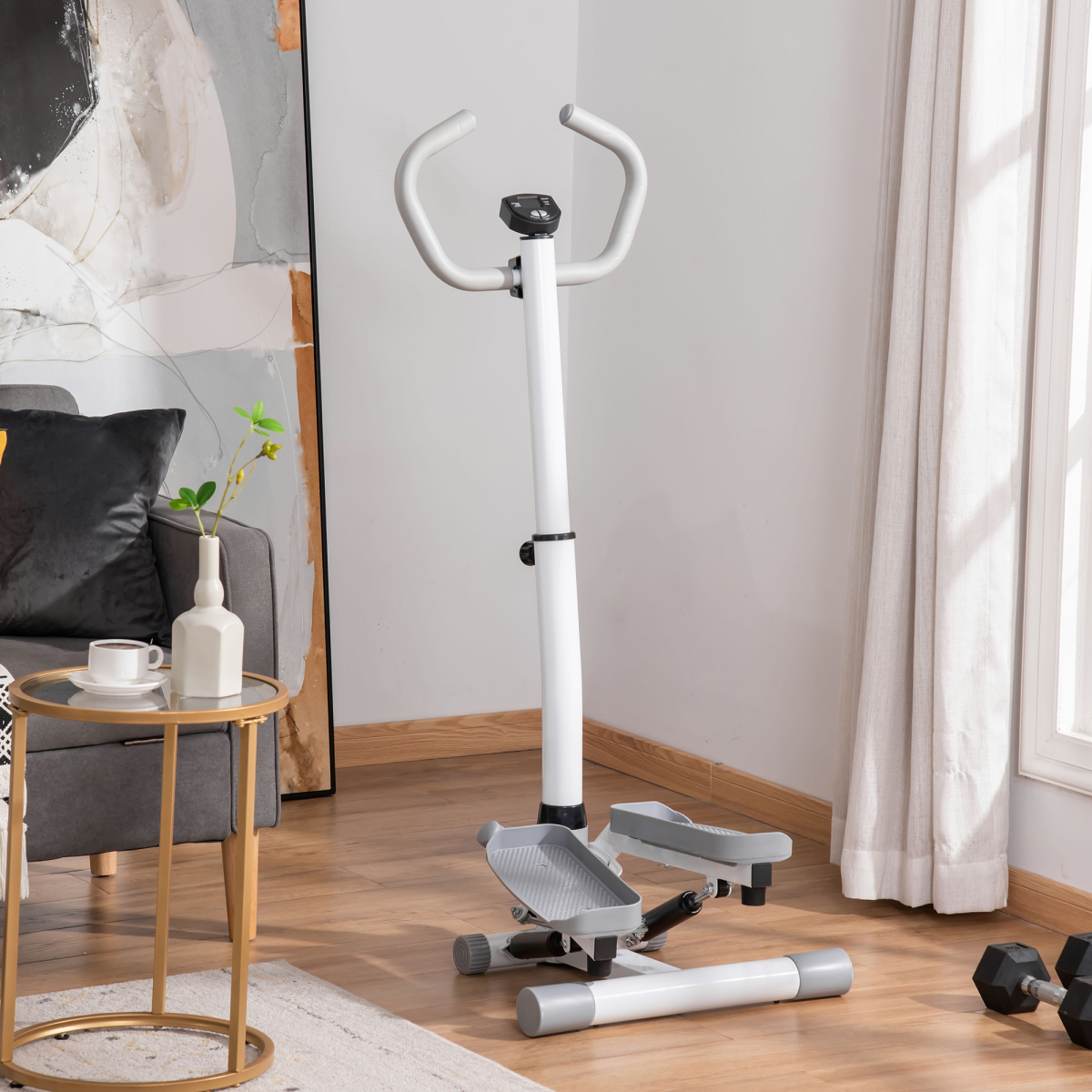Adjustable Twist Stepper with LCD Monitor and Handlebar for Home Gym