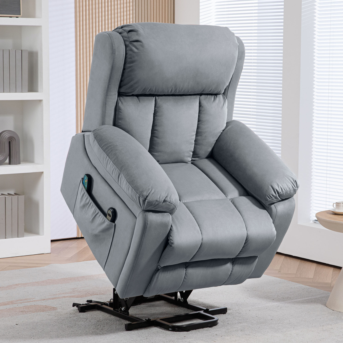 HOMCOM Grey Electric Lift Riser Recliner Chair with Massage & Heat