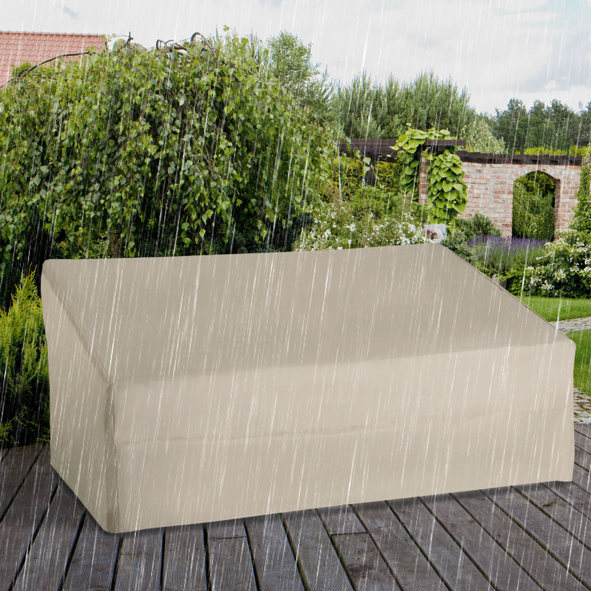 Outsunny Waterproof Patio Furniture Cover for 3-Seat Sofa, Beige, 218 x 111 x 101 cm