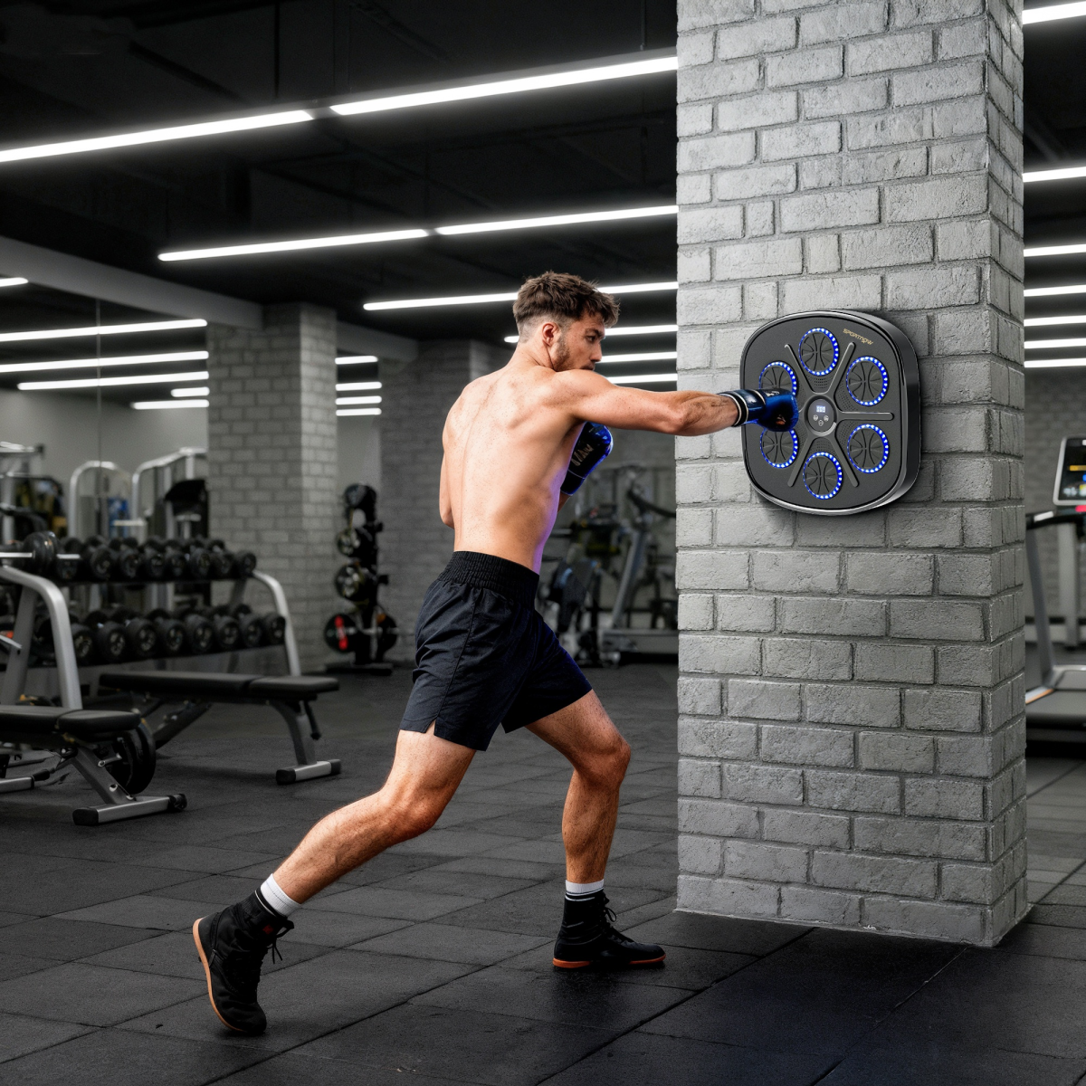 SPORTNOW Smart Bluetooth Wall-Mounted Boxing Machine with Gloves, 9 Speeds & Modes