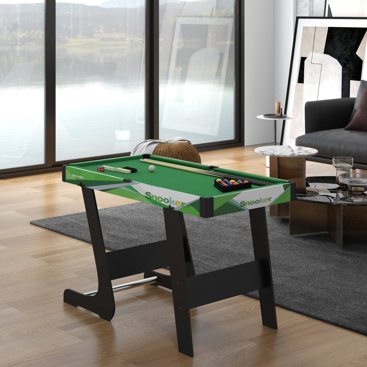 SPORTNOW Foldable Freestanding Billiard Table with Accessories
