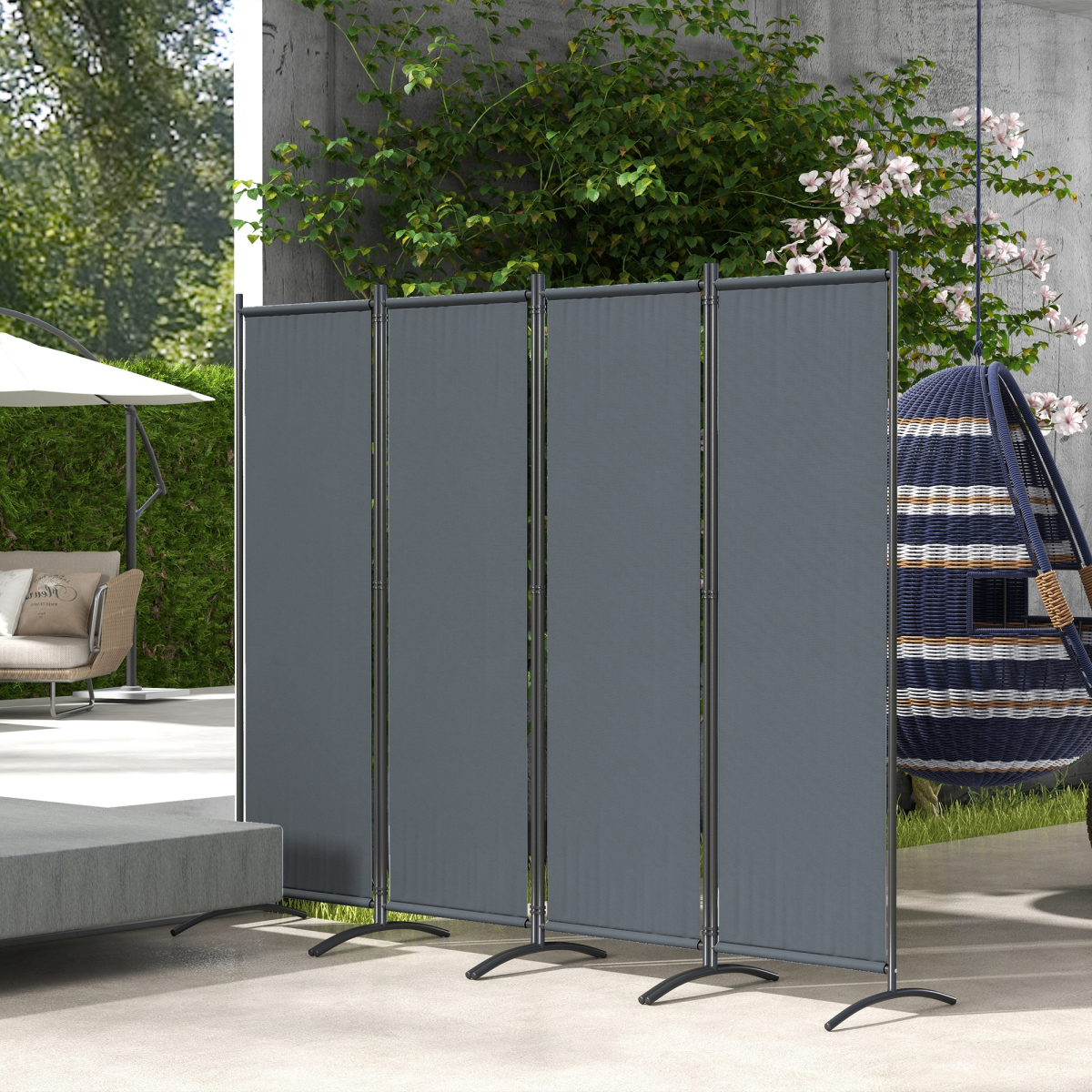 Outsunny 360° Foldable Outdoor Privacy Screen, Dark Grey