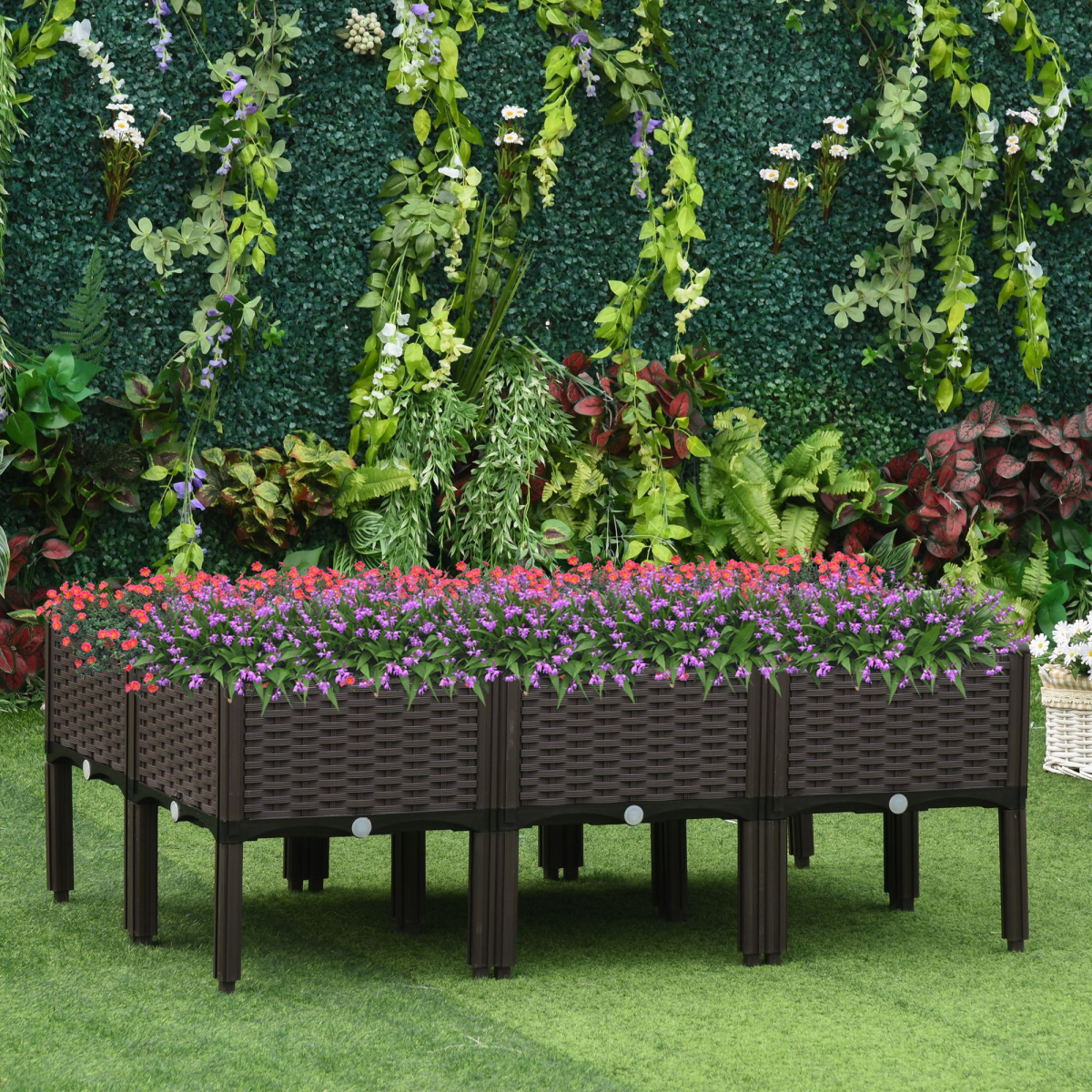 Outsunny 6-Piece Stackable Raised Garden Bed with Drainage Holes