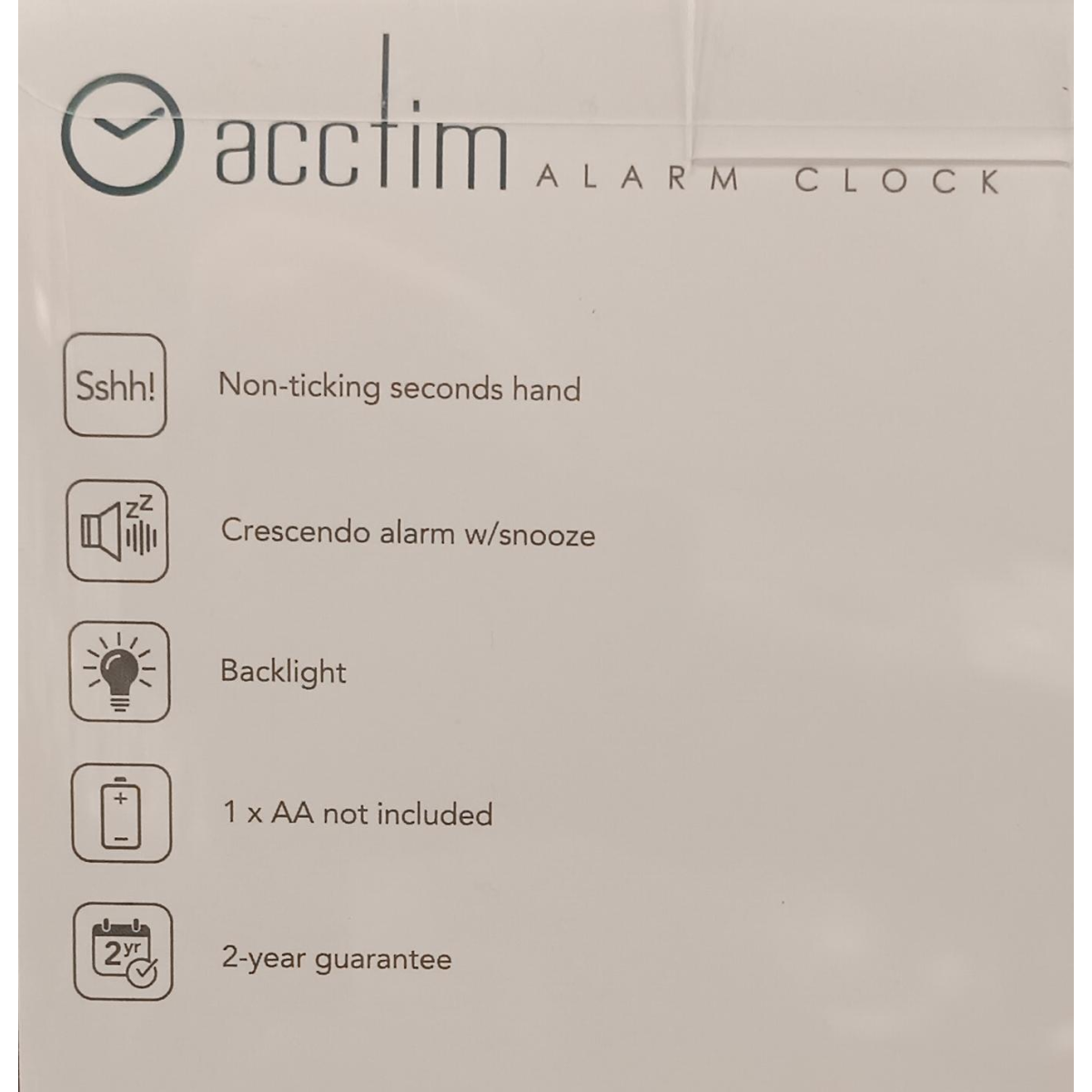 Acctim Jefferson Silent Sweep, Crescendo and Light features Bedside Alarm Clock in Silver - 16487