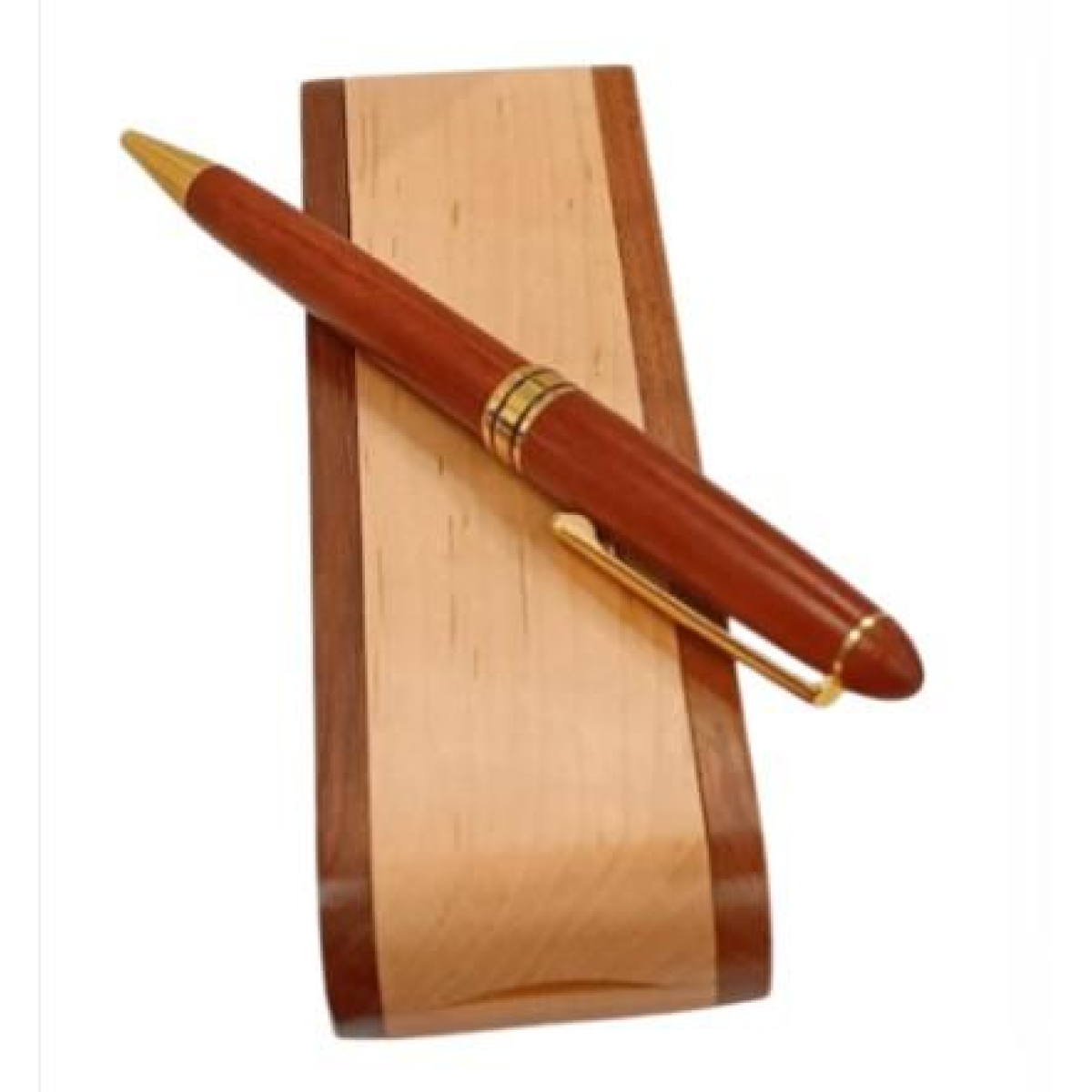 Imperial Wooden Light Brown Gold Trim Ballpoint Pen Gift Set With Handmade Stylist Wooden Box IMP359MR - CLEARANCE MIGHT NEEDS RE-REFILL