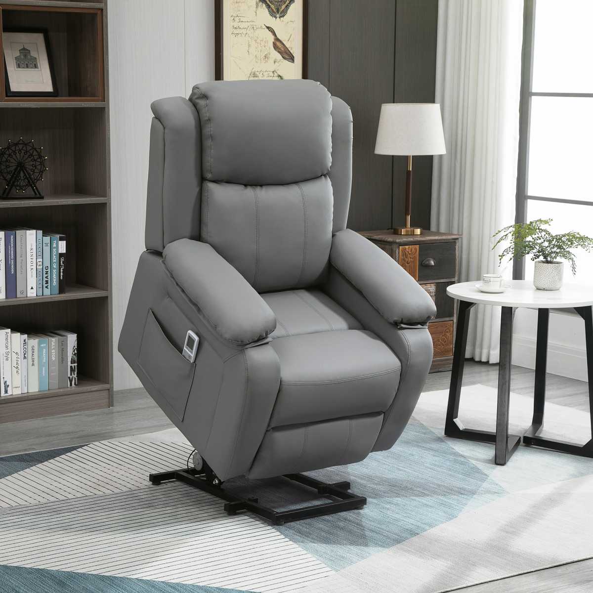 HOMCOM Electric Power Lift Recliner Chair with Massage Vibration, Grey