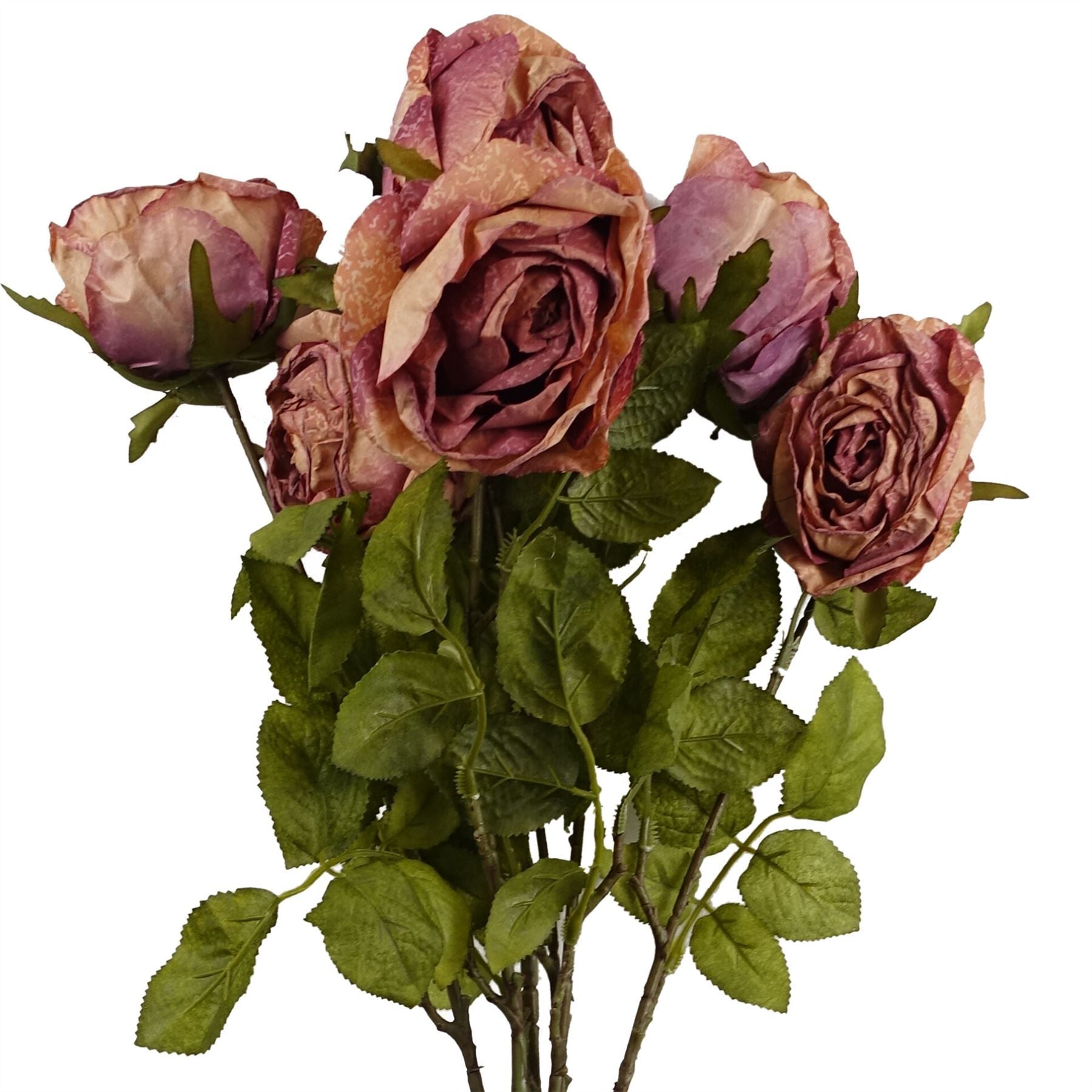 Leaf 70cm Artificial Dark Pink Silk Rose Stem