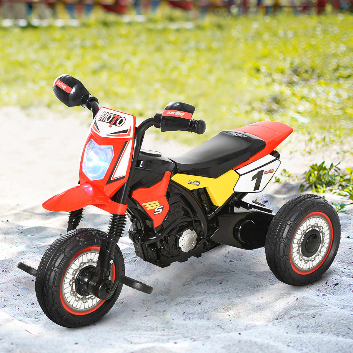 HOMCOM Toddler Pedal Tricycle Ride-On with Music and Lights, 18-36 Months, Red