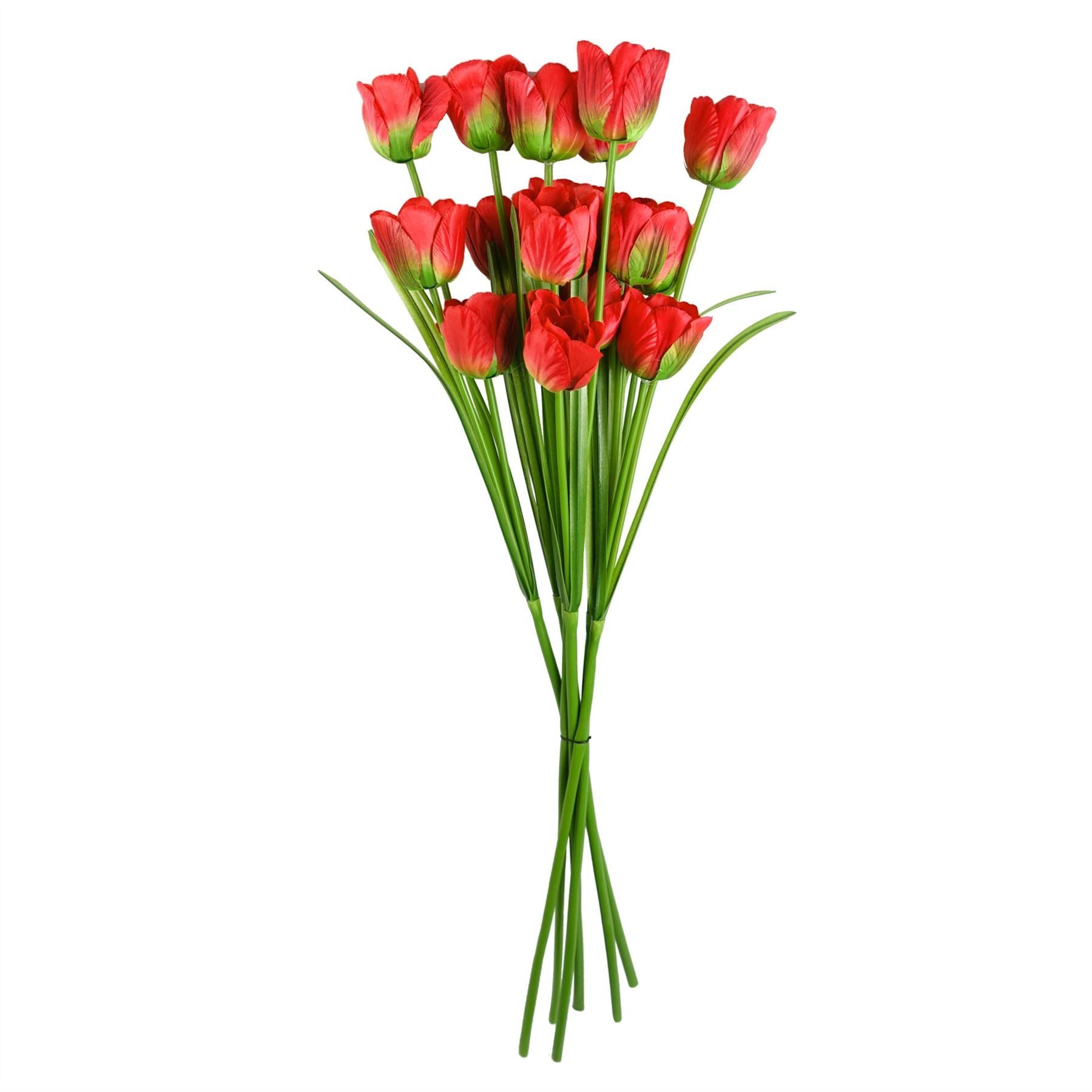 Leaf Pack of 6 80cm Artificial Red Tulip Stems, Wired, Silk Petals