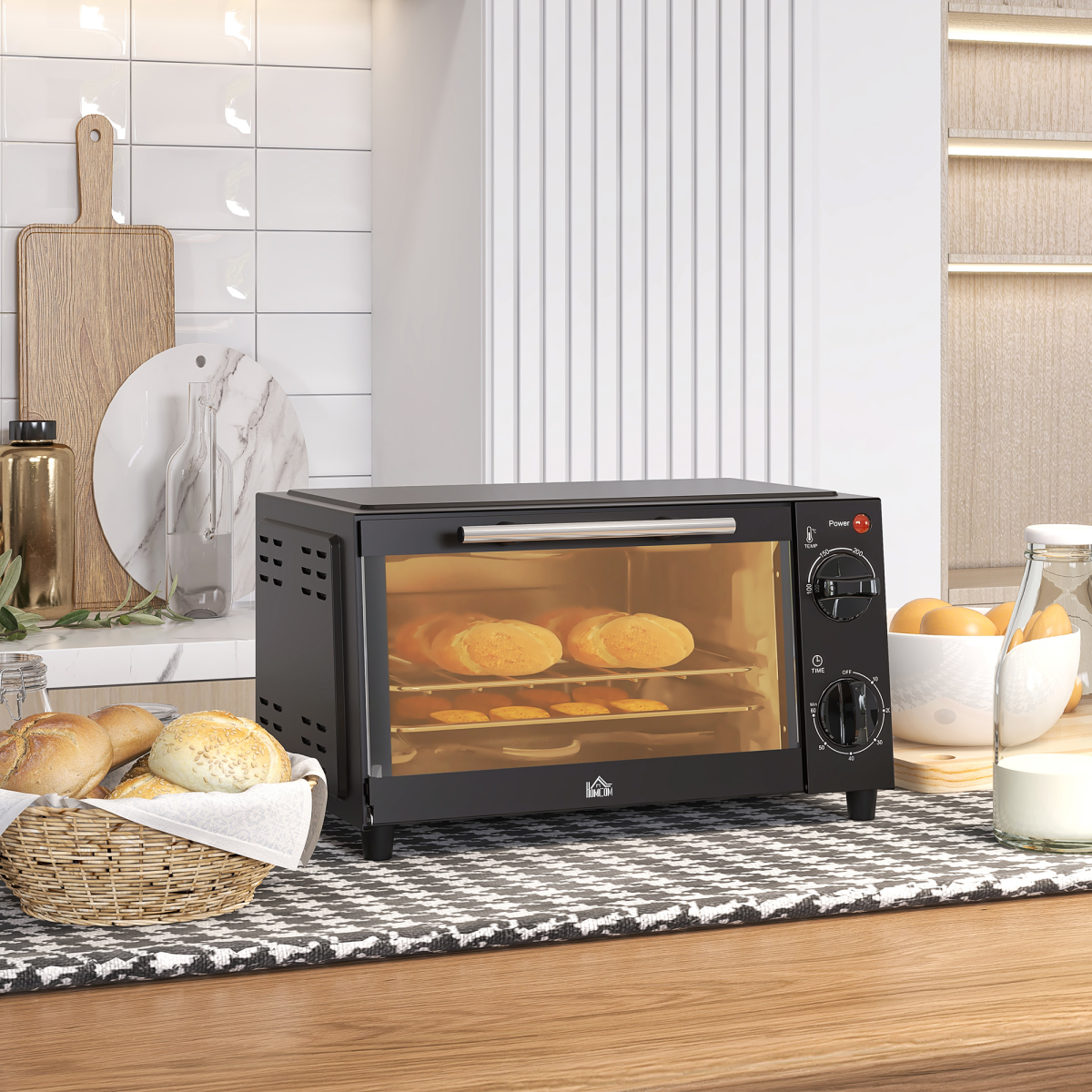 HOMCOM 9L Countertop Electric Mini Oven, 750W Toaster Oven