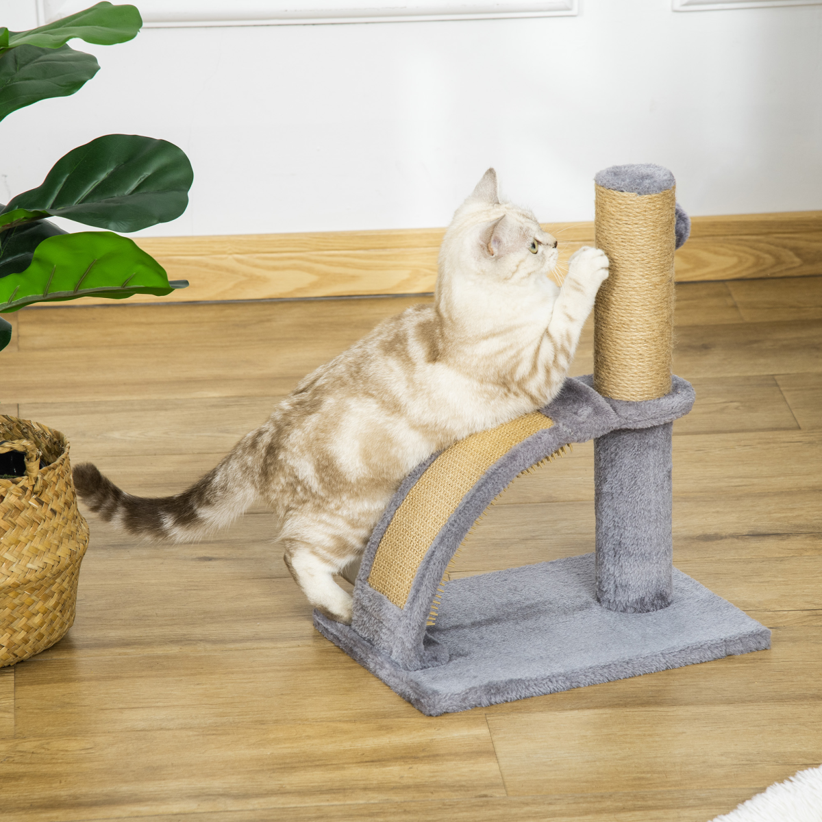 PawHut Cat Tree Climbing Activity Center with Jute Scratching Board and Hanging Bell Ball
