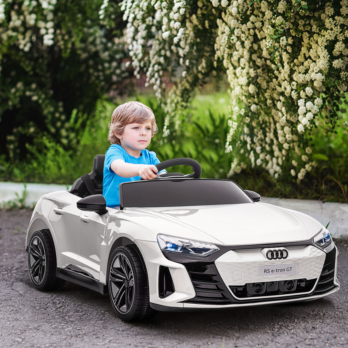 Licensed Audi RS e-tron GT 12V Kids Ride-On Car with Remote, White